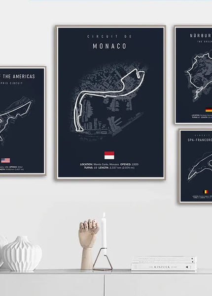 Tableau Circuit Formule 1 – Peinture sur toile des circuits officiels du championnat F1 GP Addicts