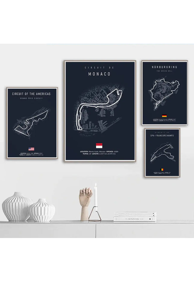 Tableau Circuit Formule 1 – Peinture sur toile des circuits officiels du championnat F1 GP Addicts