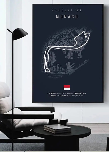Tableau Circuit Formule 1 – Peinture sur toile des circuits officiels du championnat F1 GP Addicts