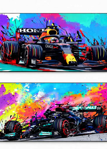 Formula 1 Racing Art Canvas – Premium Paint Splash Wall Decor