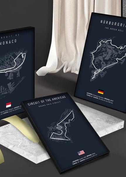 Tableau Circuit Formule 1 – Peinture sur toile des circuits officiels du championnat F1 GP Addicts