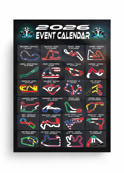 2026 Formula 1 Wall Calendar – Circuits &amp; Grand Prix