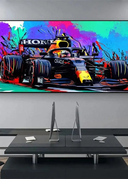 Peinture moderne et colorée sur toile, voiture de course F1, décoration murale, affiches graffiti, image pour salon, décoration intérieure GP Addicts