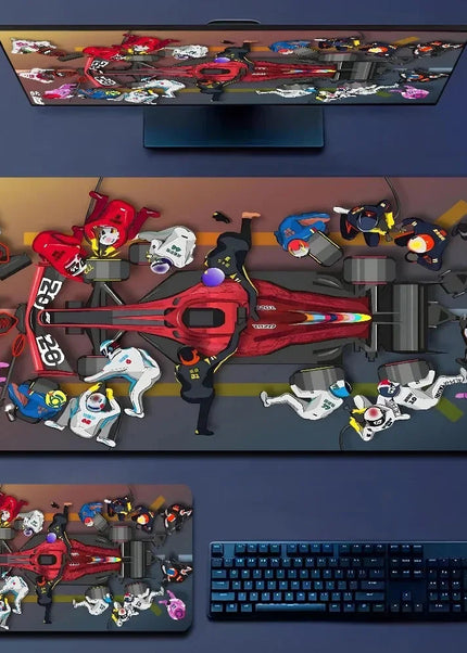 Tapis de souris Hot Sell Racing Car F1 grand format antidérapant Lockedge Accessoires de bureau pour gamers Tapis de bureau XXL Tapis de souris pour clavier gaming 900X40 GP Addicts