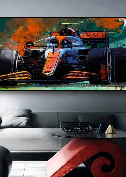 Peinture moderne et colorée sur toile, voiture de course F1, décoration murale, affiches graffiti, image pour salon, décoration intérieure GP Addicts