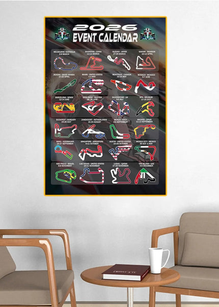 Calendrier Mural 2026 Formule 1 – Circuits & Grands Prix GP Addicts