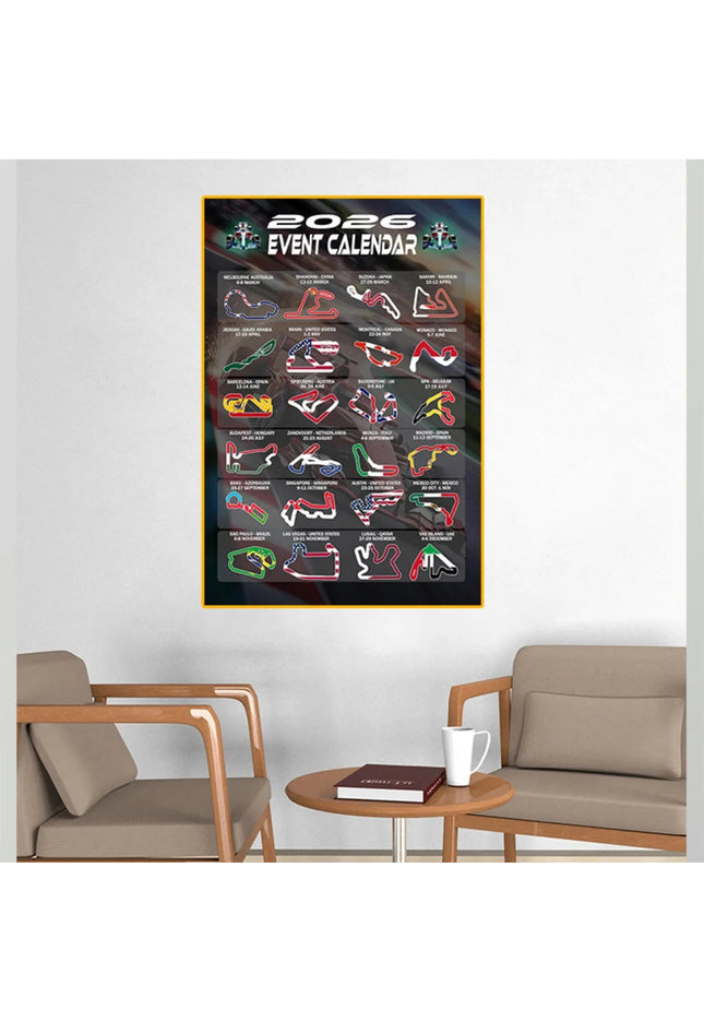 Calendrier Mural 2026 Formule 1 – Circuits & Grands Prix GP Addicts