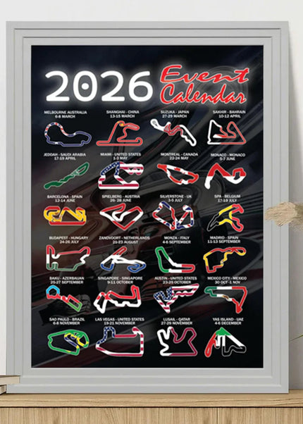 Calendrier Mural 2026 Formule 1 – Circuits & Grands Prix GP Addicts