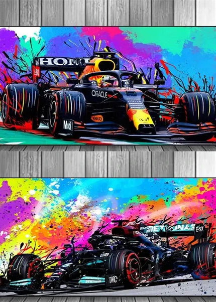 Peinture moderne et colorée sur toile, voiture de course F1, décoration murale, affiches graffiti, image pour salon, décoration intérieure GP Addicts
