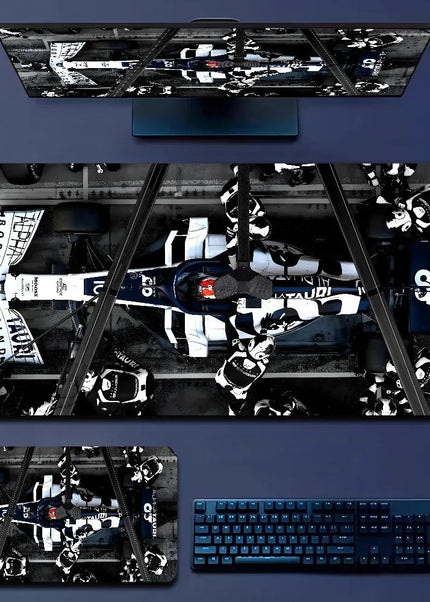 Tapis de souris Hot Sell Racing Car F1 grand format antidérapant Lockedge Accessoires de bureau pour gamers Tapis de bureau XXL Tapis de souris pour clavier gaming 900X40 GP Addicts