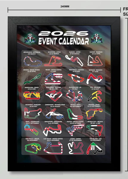 Calendrier Mural 2026 Formule 1 – Circuits & Grands Prix GP Addicts