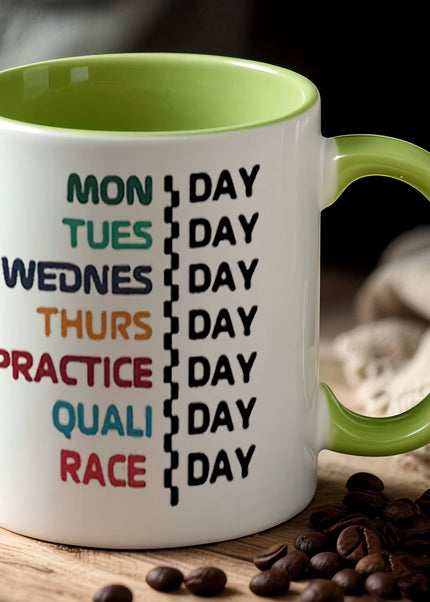 Formula Racing Coffee Mug – Race Week Schedule Design GP Addicts