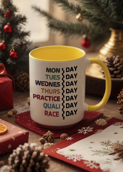 Formula Racing Coffee Mug – Race Week Schedule Design GP Addicts